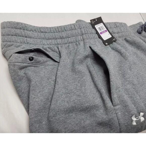 Under Armour Mens UA Rival Fleece Puddle Pants Gray Size 2XL Sweats 1383097 New - Picture 2 of 8